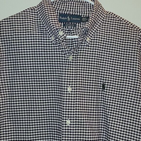 Ralph Lauren Purple Plaid Gingham Custom fit Button Down Shirt Size L - Picture 8 of 10